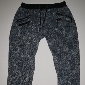UNCLE RALPH Sz L BLUE PATTERN JOGGERS SWEATPANTS